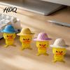 Collectible Figurine for Desk Enthusiasts 4Pcs 3D Printed Angry Duck Figurines Mini Grumpy with Straw Hat Unique Decor Coworkers Cute Cross-Arms