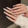 Premium Handmade French Cat Eye Medium Nail Tips: High-Quality Finish, Versatile & Ready-to-Wear.