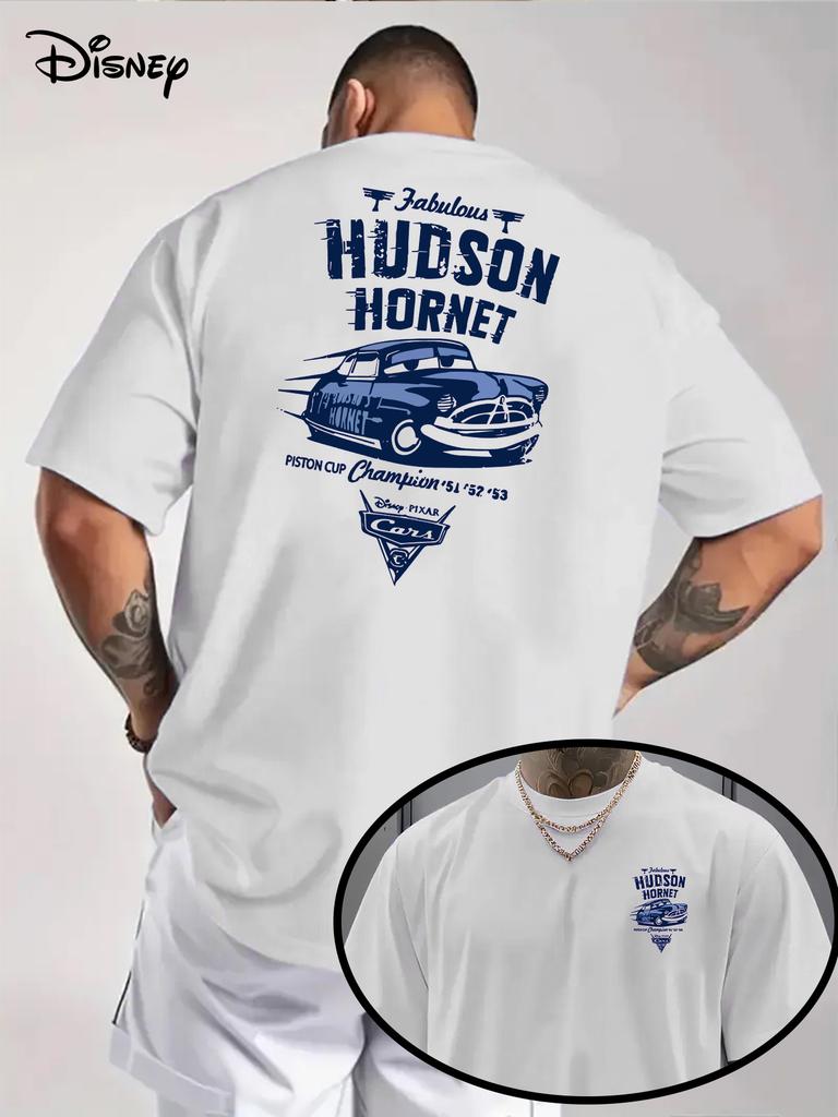 T-shirt Grafica Double-Sided Uomo Donna Auto Manica Corta Hudson Hornet & Saetta McQueen Top Casual Estivi Coppia