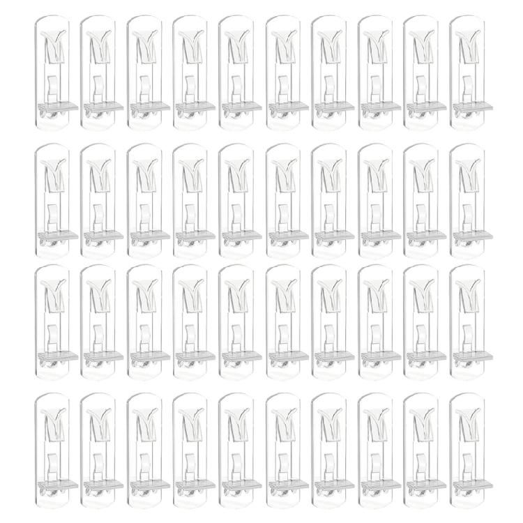 

Clear Locking Shelf Clip 40Pcs Plastic Cabinet Shelf Support Pegs for Kitchen Bookcases Shelving Easy Installation 1