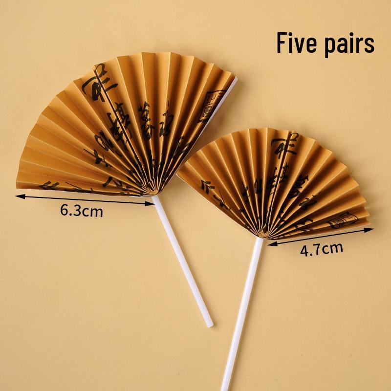 Creative Red Folding Fan Cake Topper for Grandpa and Grandma's Birthday Celebration