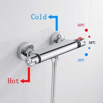 Juego de grifos de ducha termostáticos cromados para baño, mezclador termostático de agua caliente y fría, válvula mezcladora, grifo para bañera