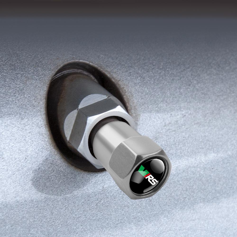 AFN1 4Pcs Car Accessories Metal Badge Wheel Tire Valve Tyre Stem Caps For Skoda S Octavia Rapid Fabia VII Superb VRS KAMIQ Roomster
