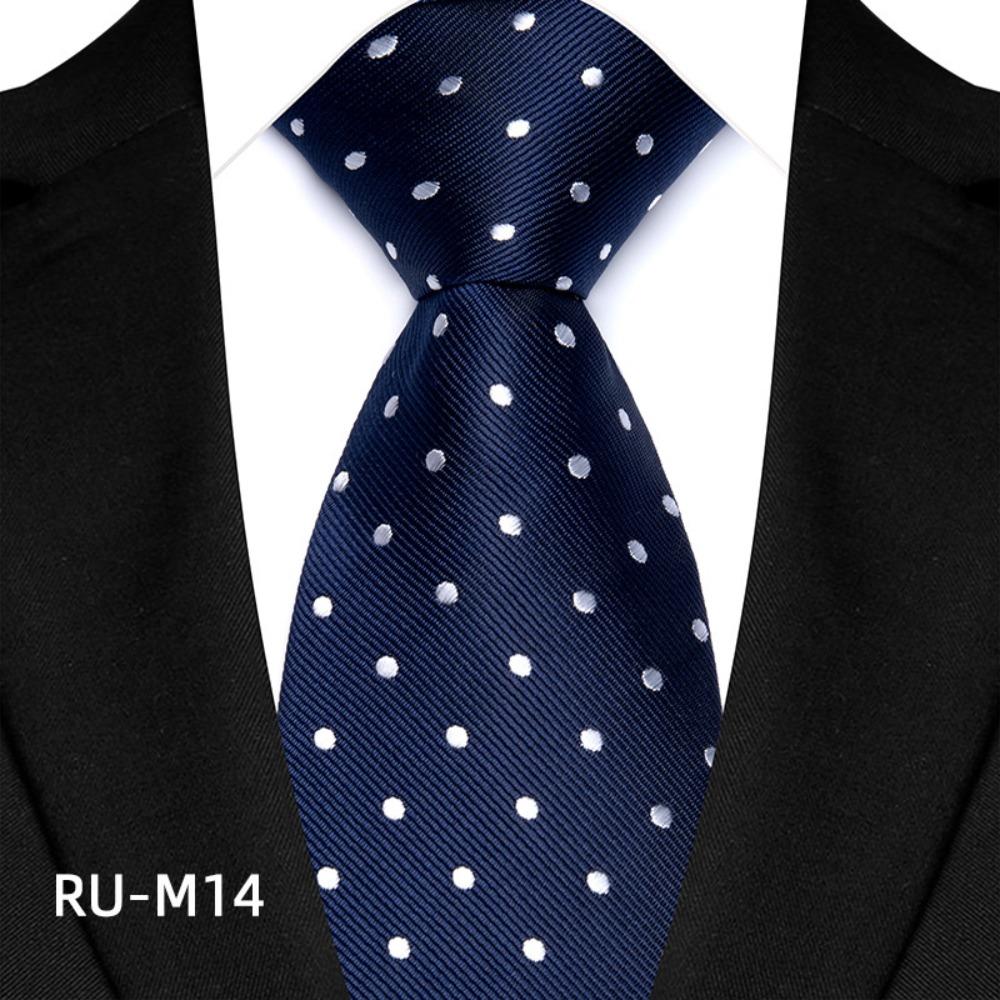 

Classic Polyester Men s Ties 8cm*146cm Plaid & Dot Jacquard Woven Necktie Jacquard Woven Business Necktie Professional Wear