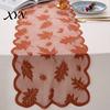 Fall Harvest Table Decor Runner Decorations, Maples Leaves Lace Orange Seasonal Dining Room Tablecloth Runner, Autumn Thanksgiving Decorations