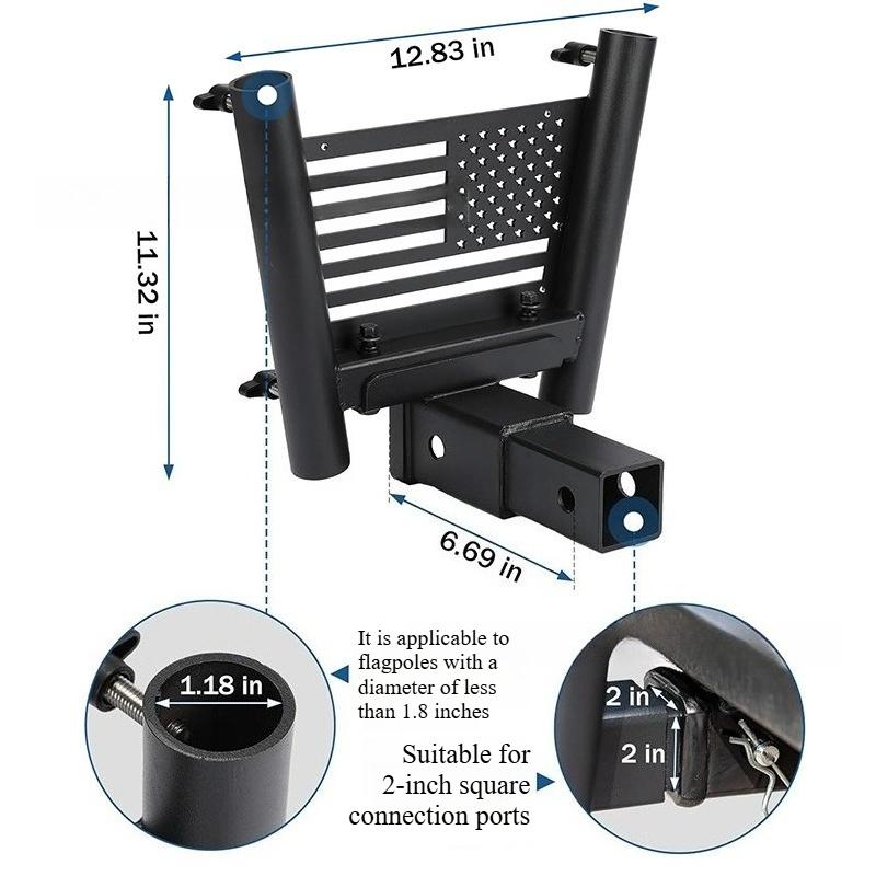 Für Universelles SUV Jeep LKW 2 Zoll Receiver Hitch Mount Verlängerter Fahnenmast Halter Abschlepp Heckhalter Zubehör Off Road ATV UTV