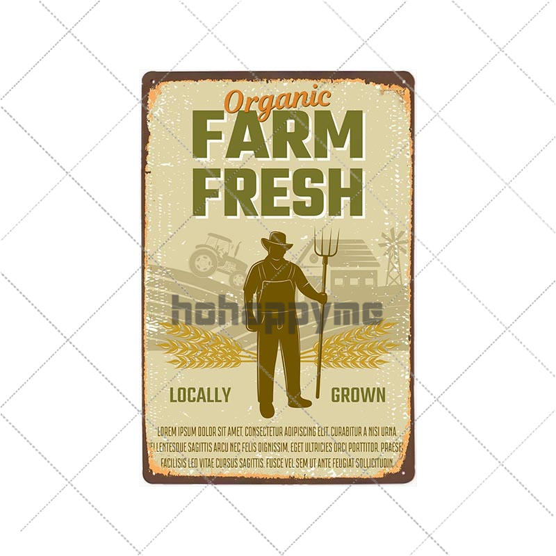 Farm Fresh Tin Sign Plaque Metal Vintage Farmhouse Decor Retro House Decoration Wall Poster 20x30 Cm