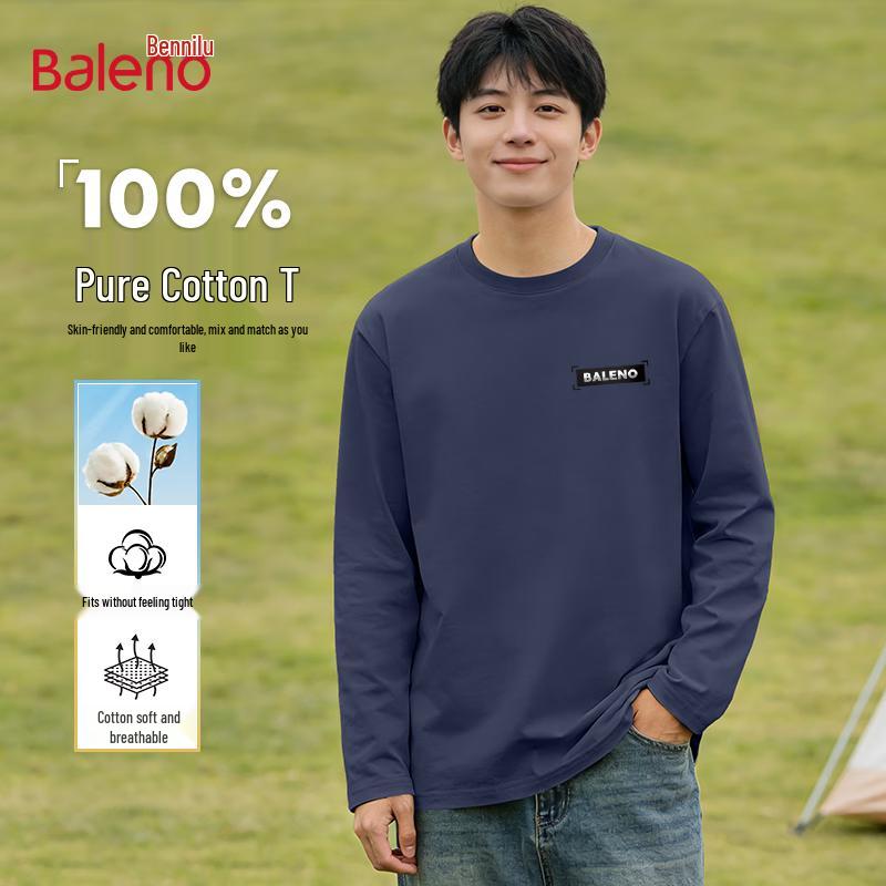 Baleno Men's Heavyweight Pure Cotton Long-Sleeve T-Shirt