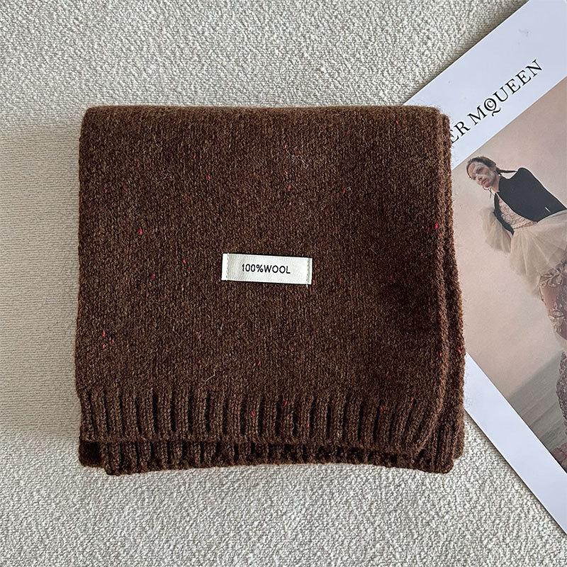 Ins100% Wool Solid Color Scarves Women's Autumn and Winter High Quality Korean Style Warm Knited Student Scarf 20x160cm