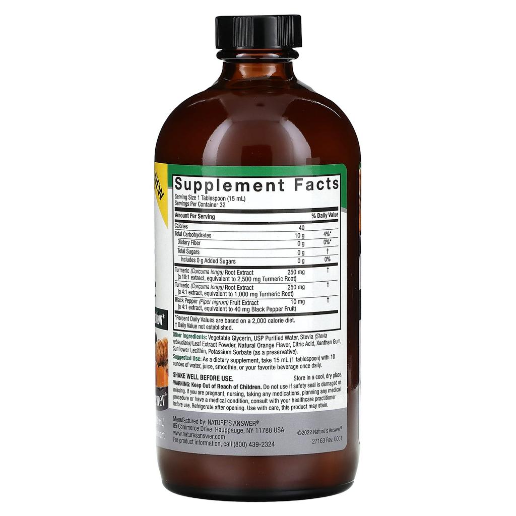 Nature'S Answer, Liquid Turmeric with Black Pepper, 480Ml (16Fl Oz)