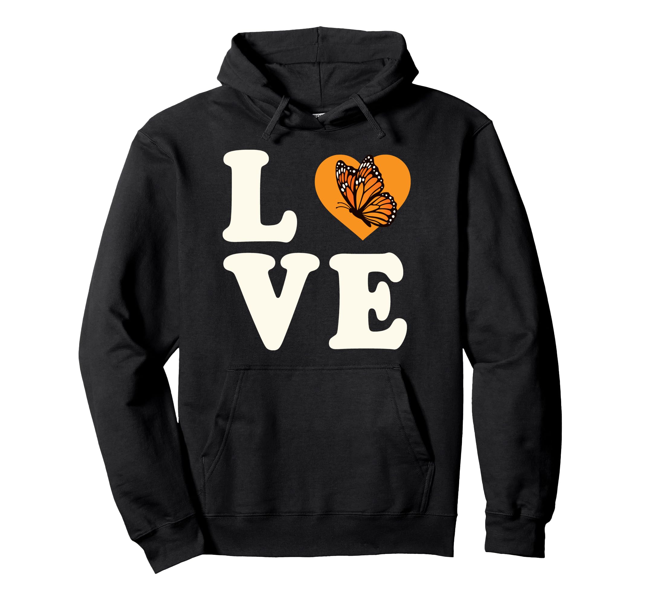 

Monarch Butterfly Love Spell Out Heart Hoodie чёрный