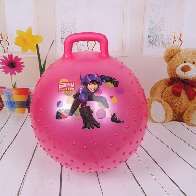 65cm Glossy Ram's Horn Massage Bouncy Ball with Handle for Kids