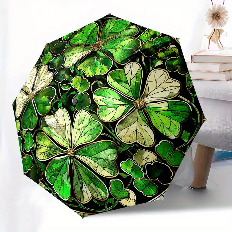 Stained Cute Shamrock Window Decal - Irish Clover Decoration for Home & Office (Large) Umbrella - Cute Umbrella with Cute Desi