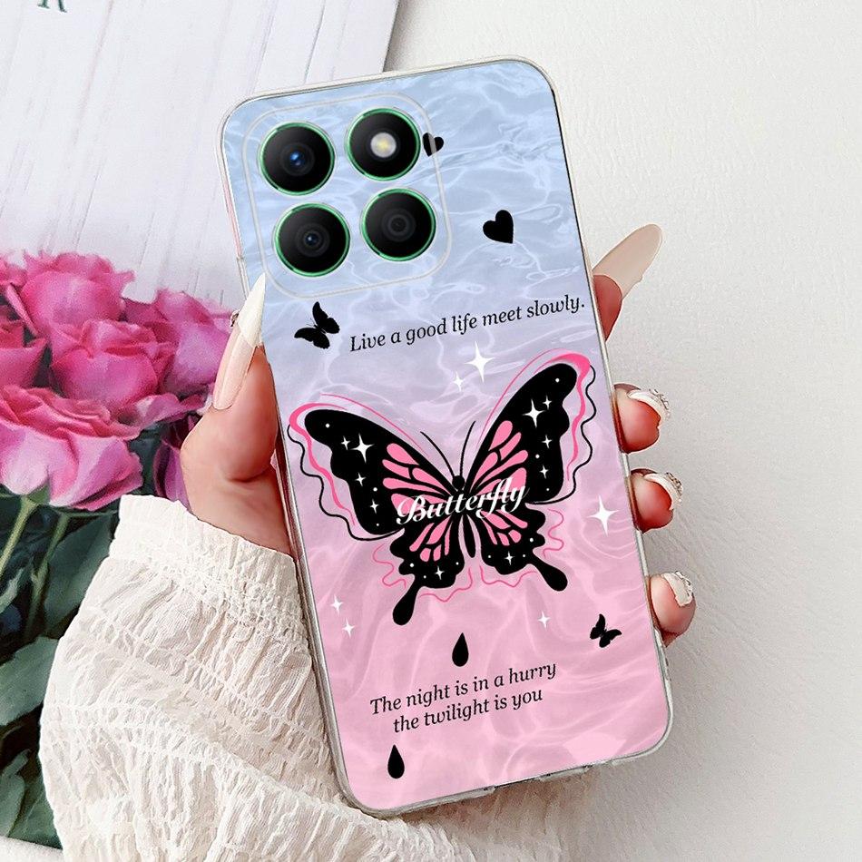 For Honor X8b Elegant Floral Butterfly Phone Case For HonorX8b X 8B 4G LLY-LX1 LLY-LX2 LLY-LX3 Soft Silicone TPU Cases