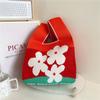Reusable Mini Shoulder Bag Women Girls Casual Color Knot Wrist Bag Handmade Tote Bag Knit Handbag