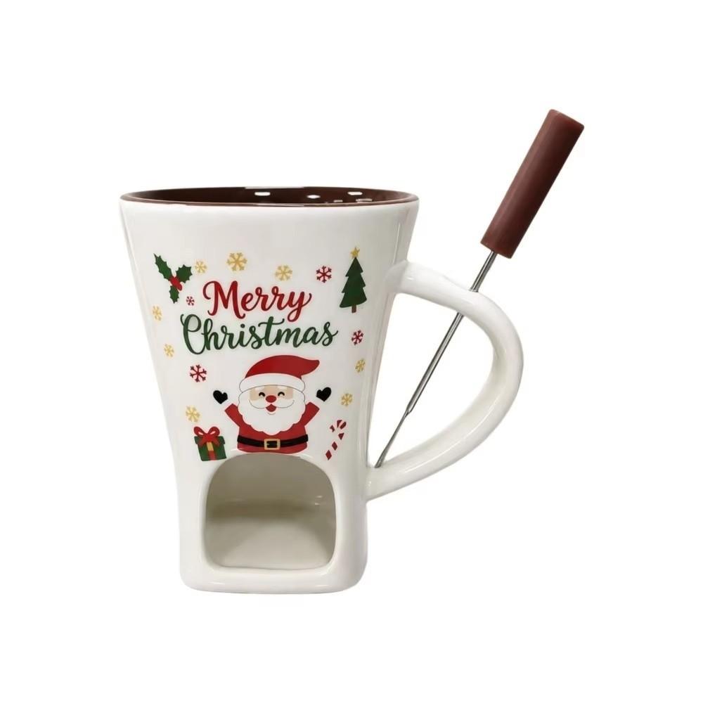 with Fork Chocolate Melting Stove 200ml Ceramic Hot Pot Cup  Christmas Holiday