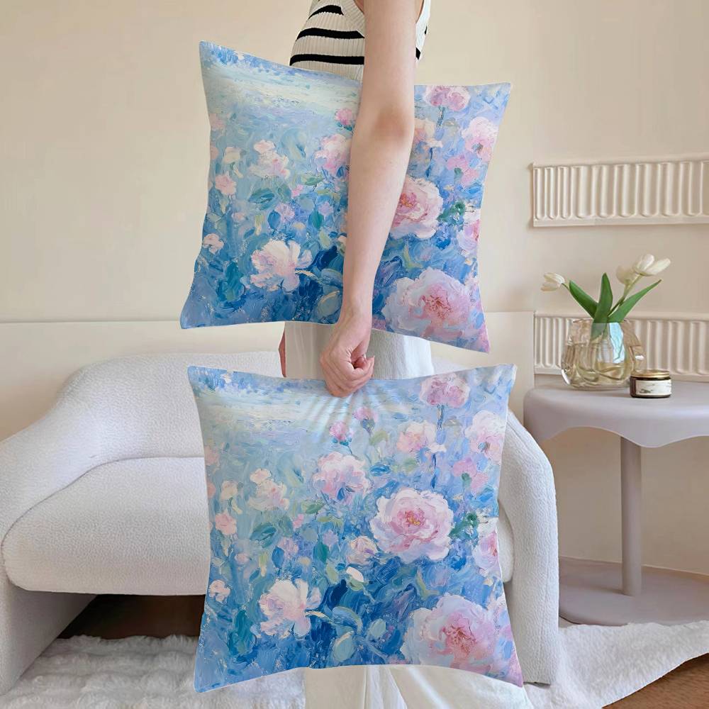 Flower Vase Pillow Case Sofa and Living Room Decorative Cushion Covers Dust-proof and Mite-proof Invisible Zipper
