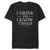 Men'S Game Of Thrones I Drink And I Know Things Gray Graphic Tee Black Large