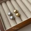 A.MU Little Magic Bean French Retro Gold Frosted Matte Stud Earrings Clips for Women