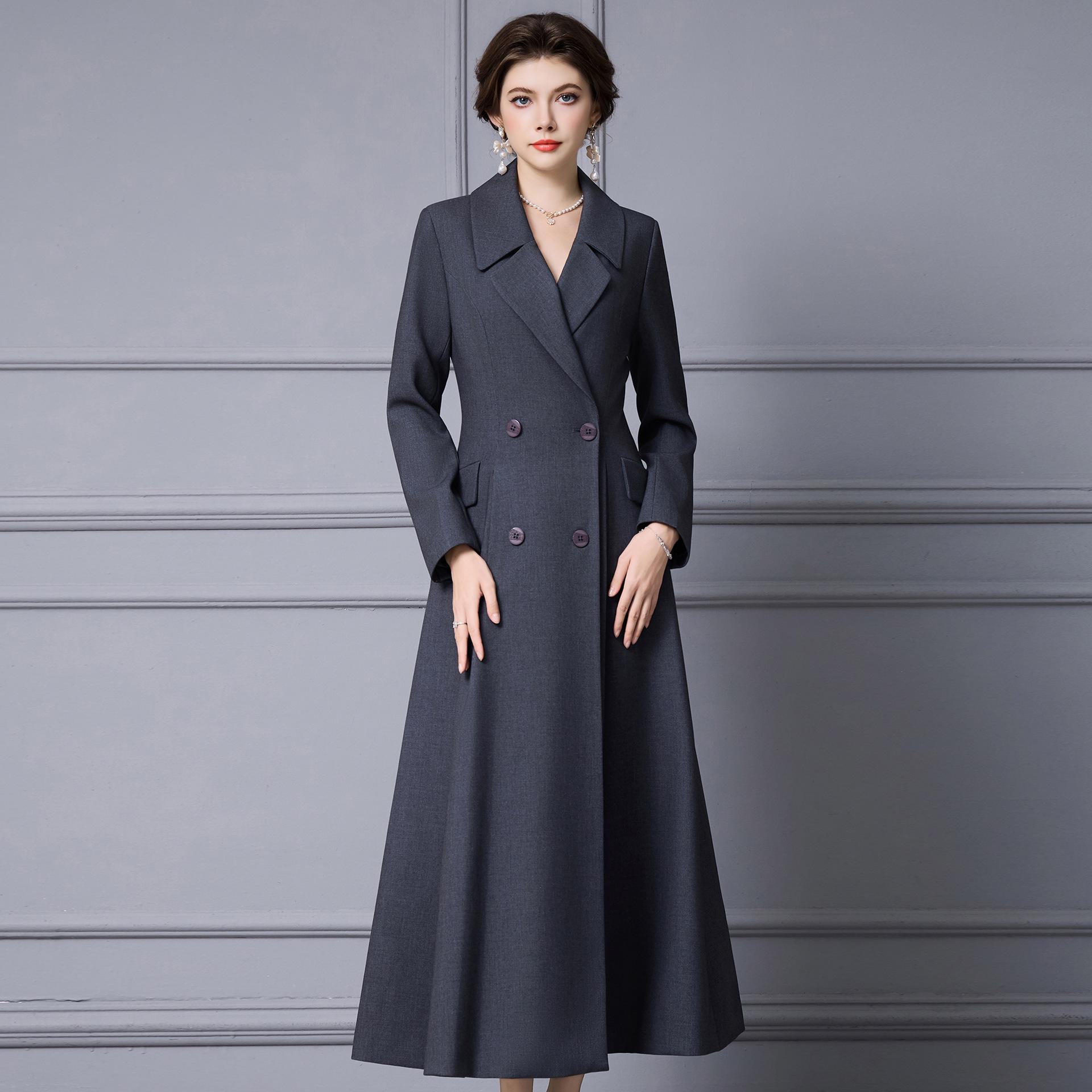 Zhi Li Women s Spring 2026 Thick Long Sleeve Trench Coat Dress with Lapel M