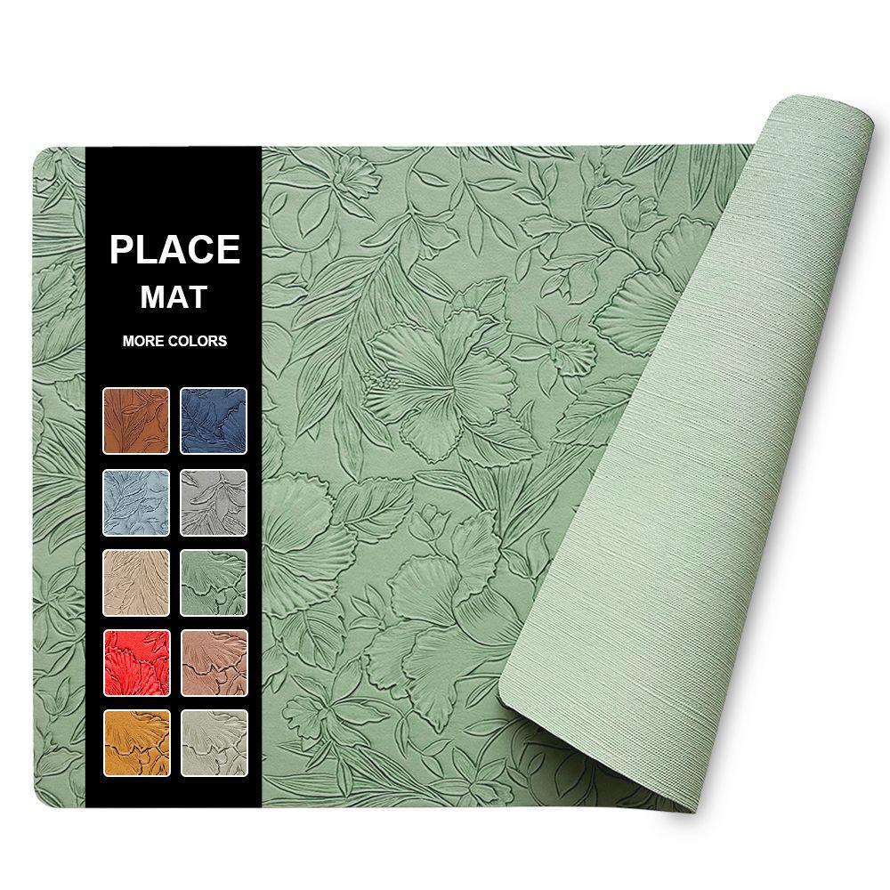 Nordic Light Luxury Double-Sided PU Leather Embossed Placemat, Non-Slip Heat Insulation Table Mat for Hotel & Home Use.