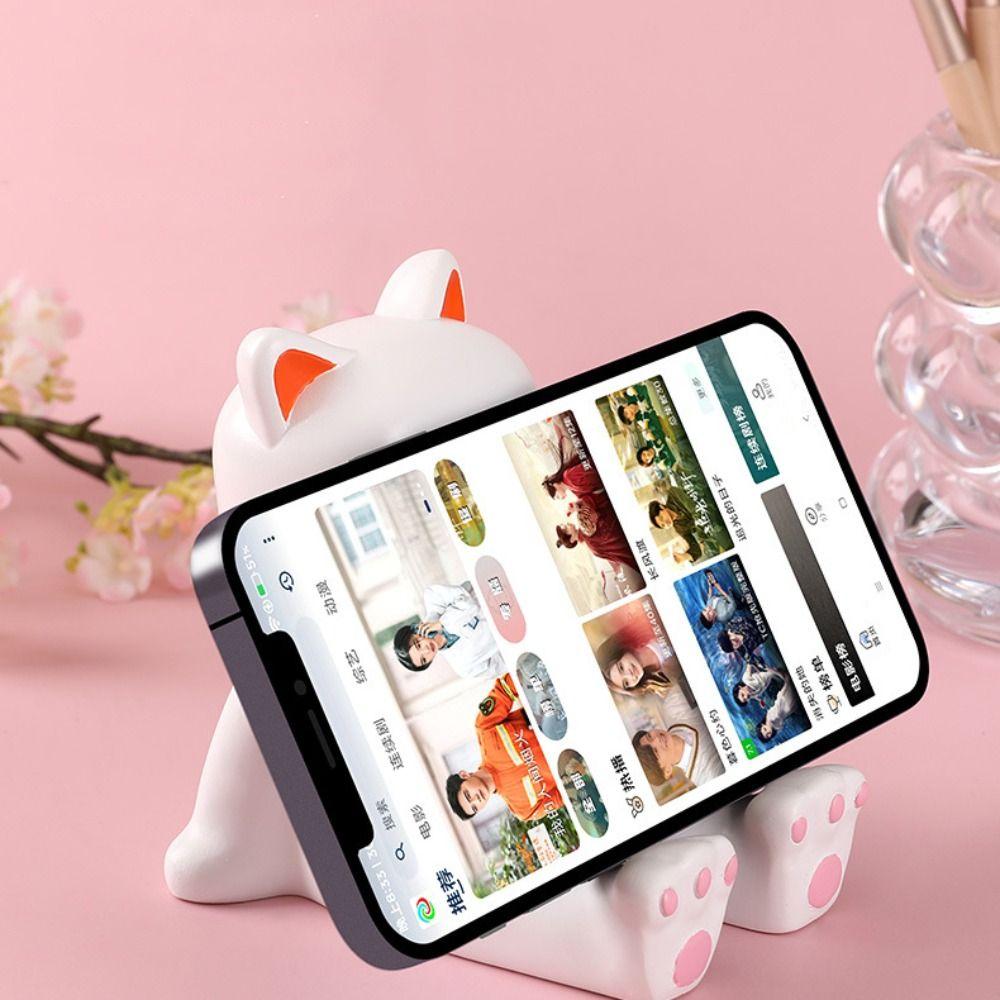 Anti Slip Cat Shaped Phone Holder Figure Model Cat Shape Phone Bracket  Doll Decorations