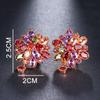 Colorful Cubic Zirconia Long Drop Earrings, Luxury Geometric Crystal Earrings, Elegant Evening Party Jewelry Gift