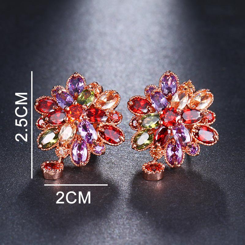 Colorful Cubic Zirconia Long Drop Earrings, Luxury Geometric Crystal Earrings, Elegant Evening Party Jewelry Gift