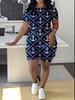 Butterfly European and American Women's Clothing Coconut Tree Printing T-Shirt Shorts Set Sports Suit