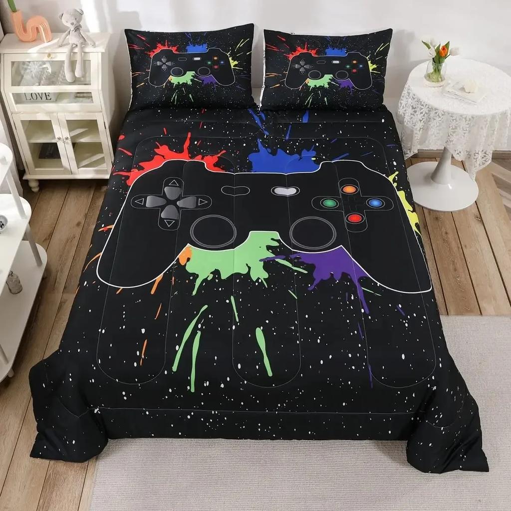 Gaming Bedding Set Game Bed Cover 135 For Adults Kids Soft Microfiber Modern Gamepad Duvet Cover Decorative With Pillowcase