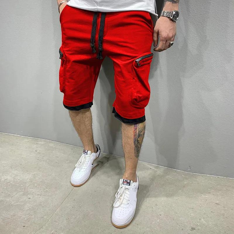 Men's Shorts New Summer Cotton Double-Pocket Zippered Cargo Pants Hip-Hop Style Casual Pants Sports Fitness Five Point Pant