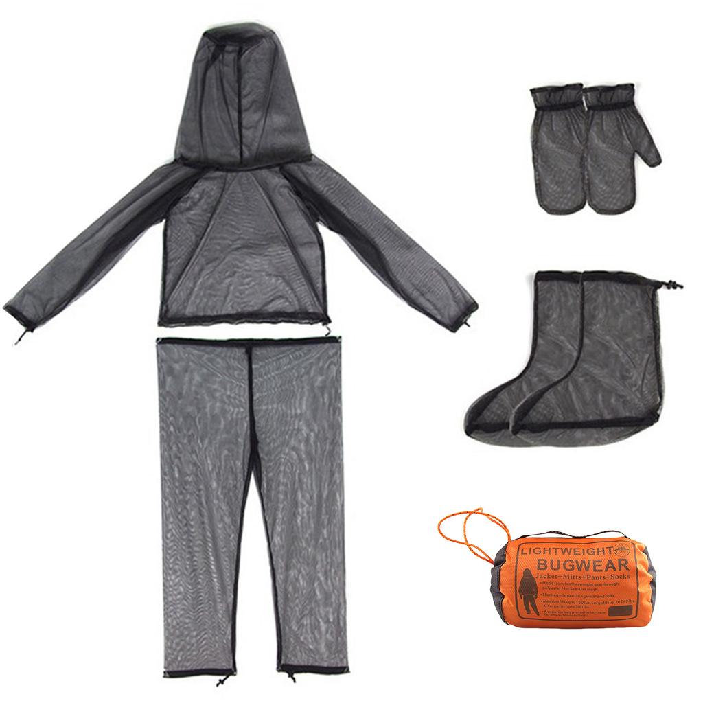 Outdoor Mosquito Mesh Clothes Suits Fly Screen Insect Shield Mesh Foot Cover Glove Pants Camping Insect Shield Clothes