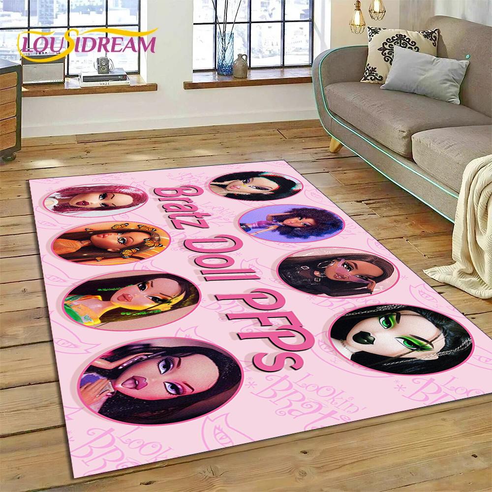 HD Cartoon Bratz Doll Cute Girls 3D Rug Carpet for Living Room Bedroom Home Decor,Floor Mat Non-slip Decoration for Sofa Doormat