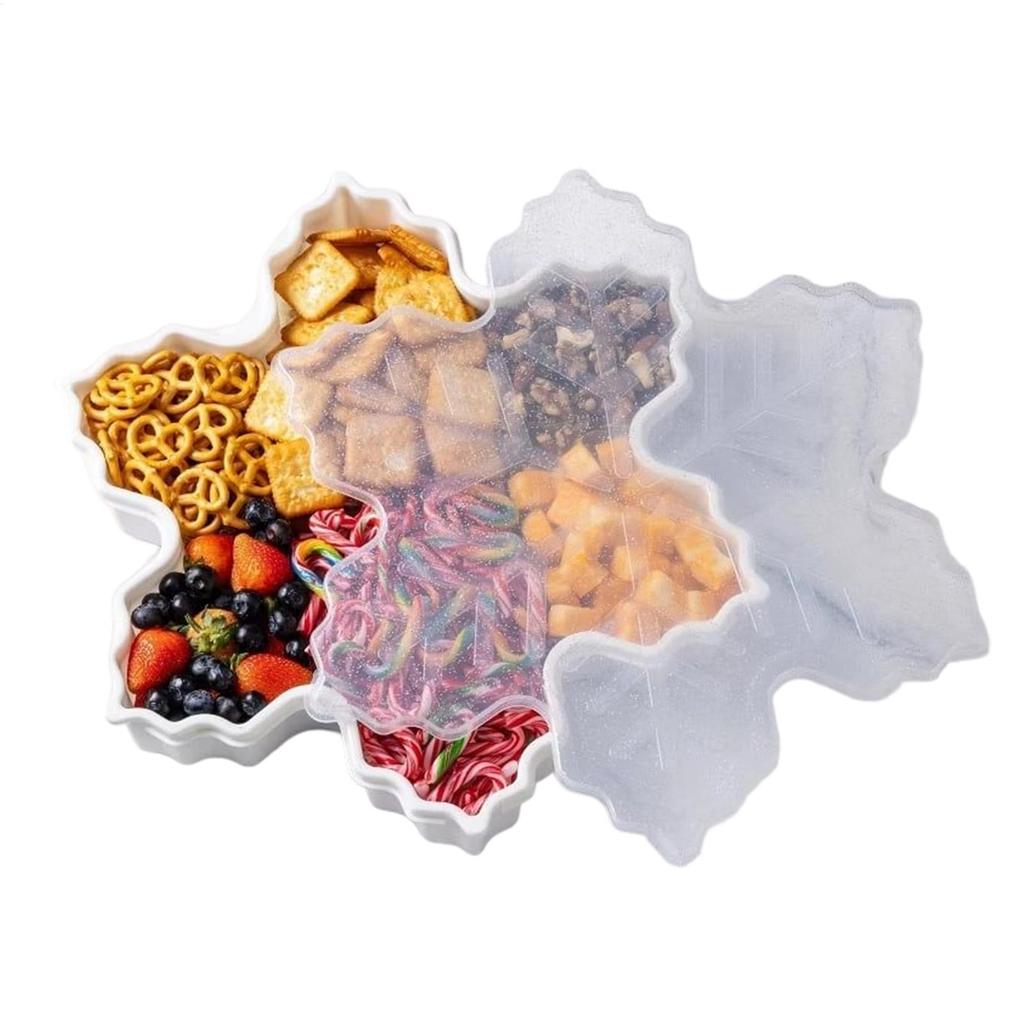 Christmas Serving Tray Christmas Cookie Box With Lid, Cute Holiday Gingerbread Man Snowflake Tree Storage Container For Snacks