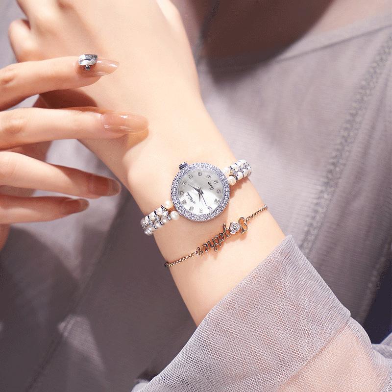 Diamond Watch Women'S Minimalist Temperament Pearl Watch With Fashionable Women'S Watch Trendy Women'S Watch
