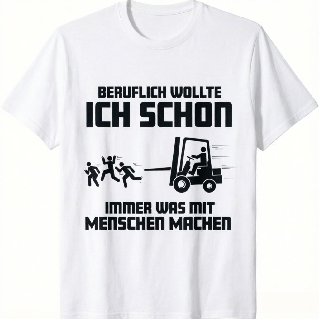 Summer Unisexs Forklift Operator Round Neck TShirt With Gerunisex Text Forklift Print Black Casual Street Cotton Short Sleeved Shirt