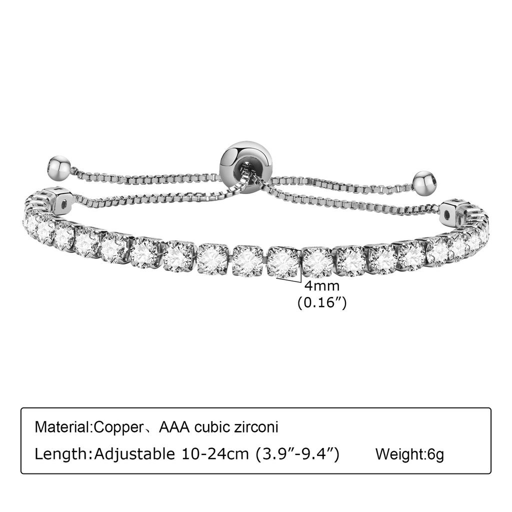 Charms Tennis Bracelet for Women, Cubic Zirconia Chain Bracelet Adjustable,Stainless Steel Miami Link CZ Bangle Gift