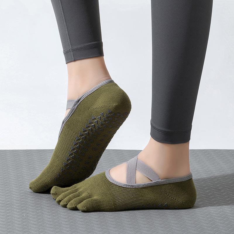Professionelle Anti-Rutsch Pilates Yoga Socken - Schweißabsorbierend, Fünf-Zehen, Indoor Sport Split-Toe Socken