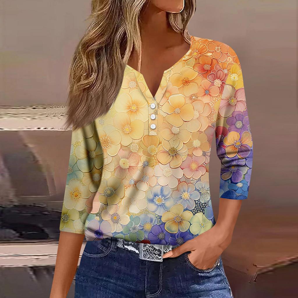 Women's 3/4 Sleeve Shirts Graphic Tees Shirts Casual Basic Tops Pullovers