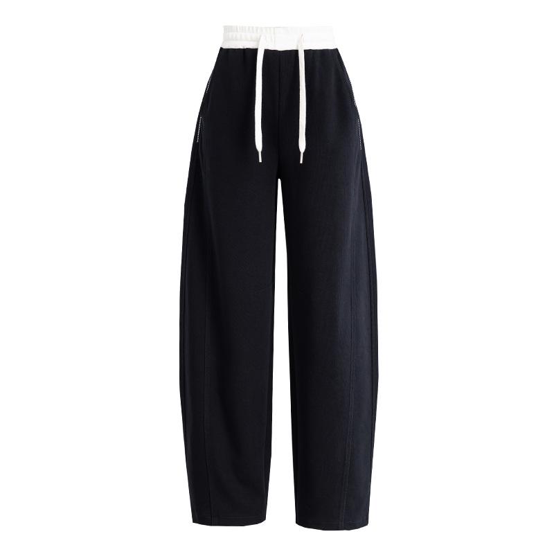 Xinge Women s Sassy Grey Sweatpants - American Style, Spring 2026, Loose & Slimming with Curved Legs & Drawstring. Medium
