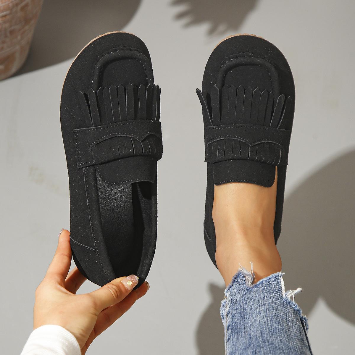 

Осень 2024 года, новые женские туфли на экспорт, повседневные туфли на плоской подошве Doudou, обувь больших размеров 36 чёрный