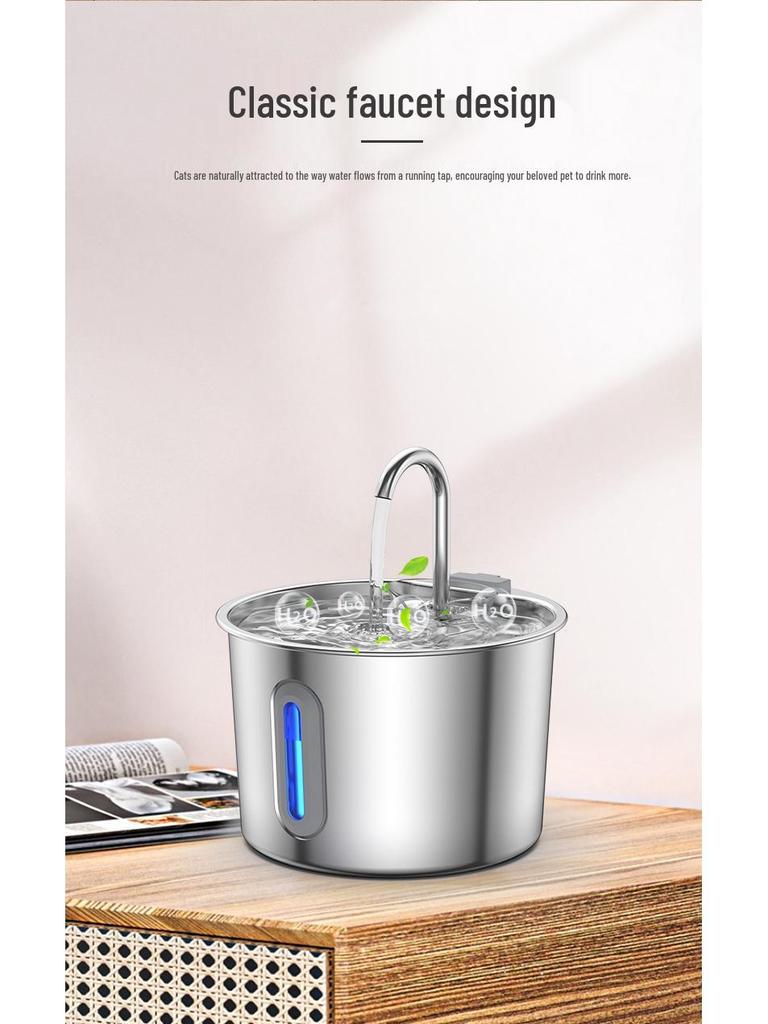 Inteligentna fontanna dla zwierząt 2.2L - Automatyczny podajnik ze stali nierdzewnej dla kotów i psów