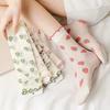 5 Paar Atmungsaktive Ultra Dünne Socken Sommer Damen Transparent Spitze Seide Kristall Rose Blume Mädchen Elastische Kurze Socken Damen Socken
