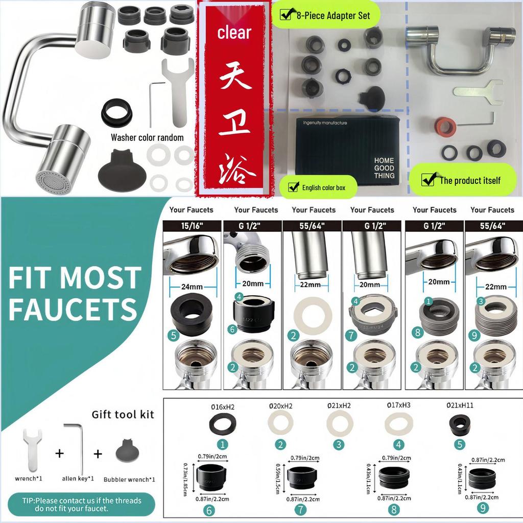 Universal Rotatable Faucet Extension Anti-Splash Aerator Connector