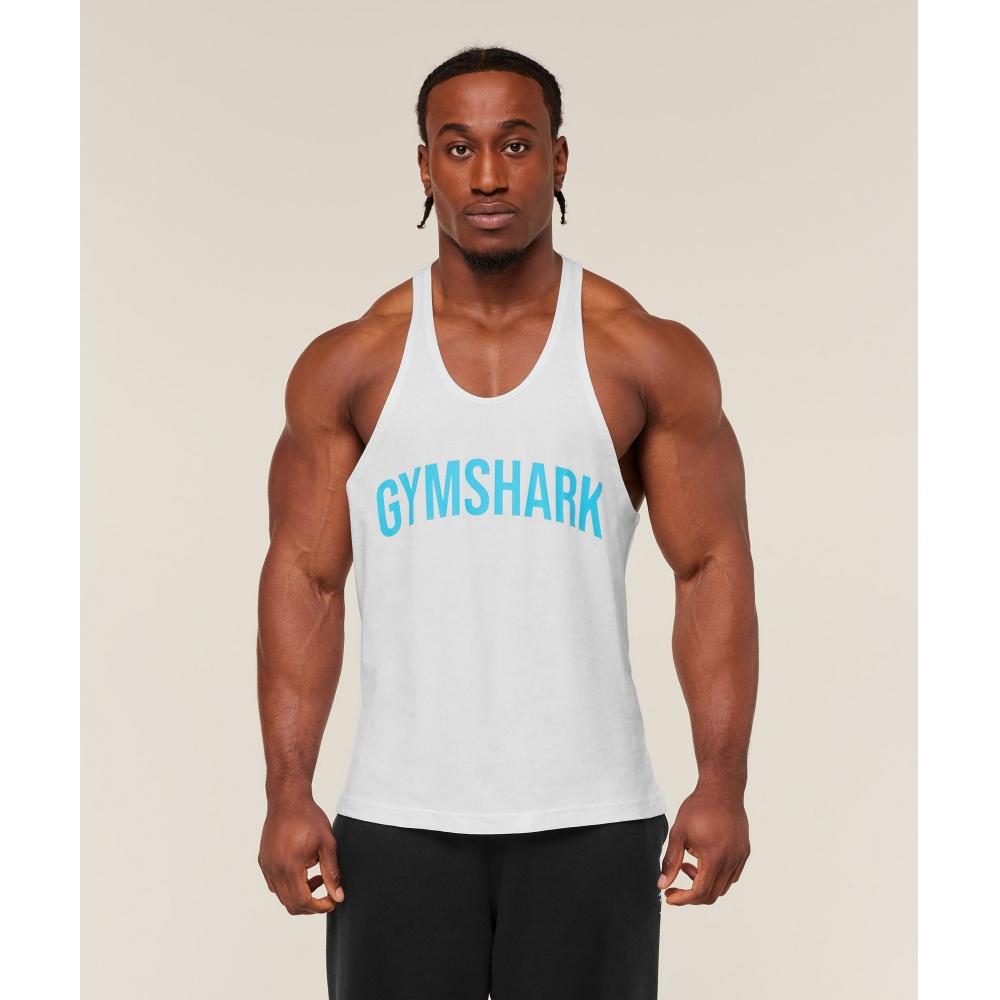Gymshark Power Stringer Gs White Gs Brand Blue A4b4a Ud8b