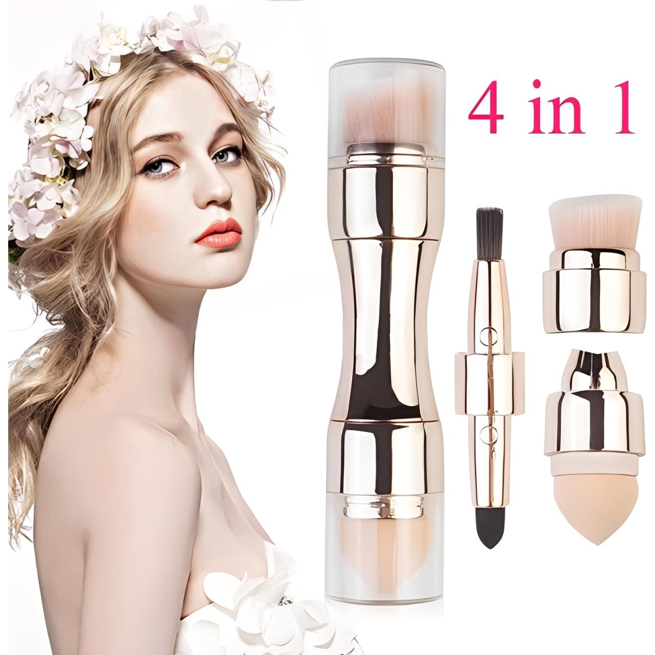 

Набор кистей для макияжа 4 в 1 Многофункциональная кисть для теней Портативная кисть для тональной основы Кисть для румян Кисть для губ золотой