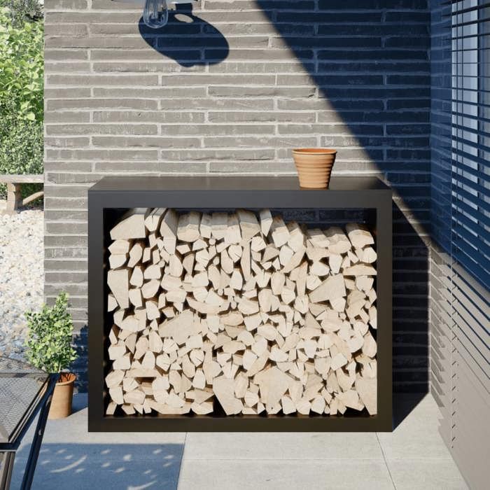 VidaXL Portant de bois de chauffage noir 100x40x80 cm acier, magasin de bûches, porte-bûches de cheminée, support de bûches, 850975