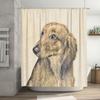 Luxury Bathroom Decor: Dog Print Shower Curtain Set for Pet Lovers 180x180cm Polyester Fabric with Rod Pocket Metal Hook Rings