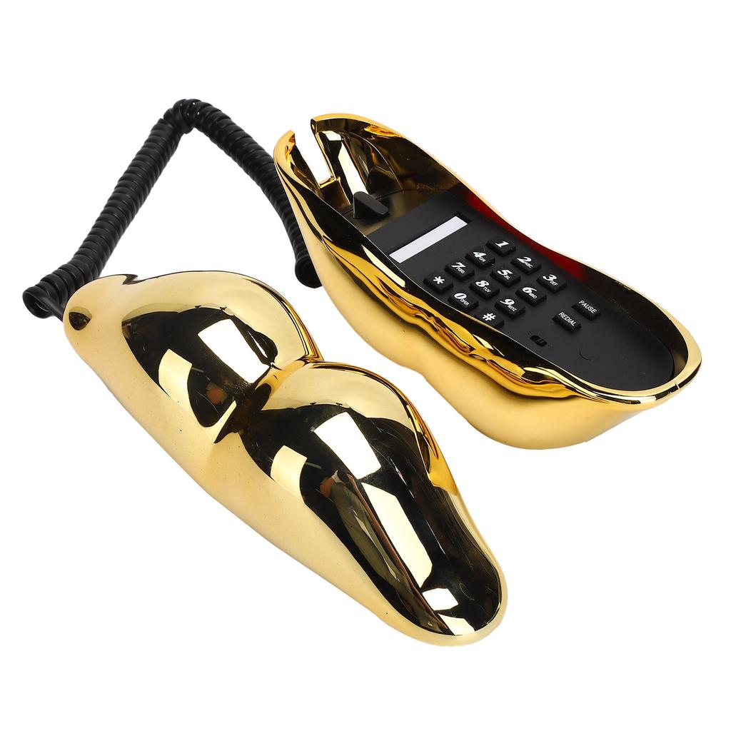 Electroplating Golden Lip Shape Telephone with Telephone Line for Home Office Hotel