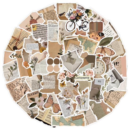 

50 шт., наклейки с граффити, съемные самоклеящиеся, с прозрачной печатью, нерегулярные, винтажные, с текстовым узором, наклейки для ноутбука, школьные принадлежности